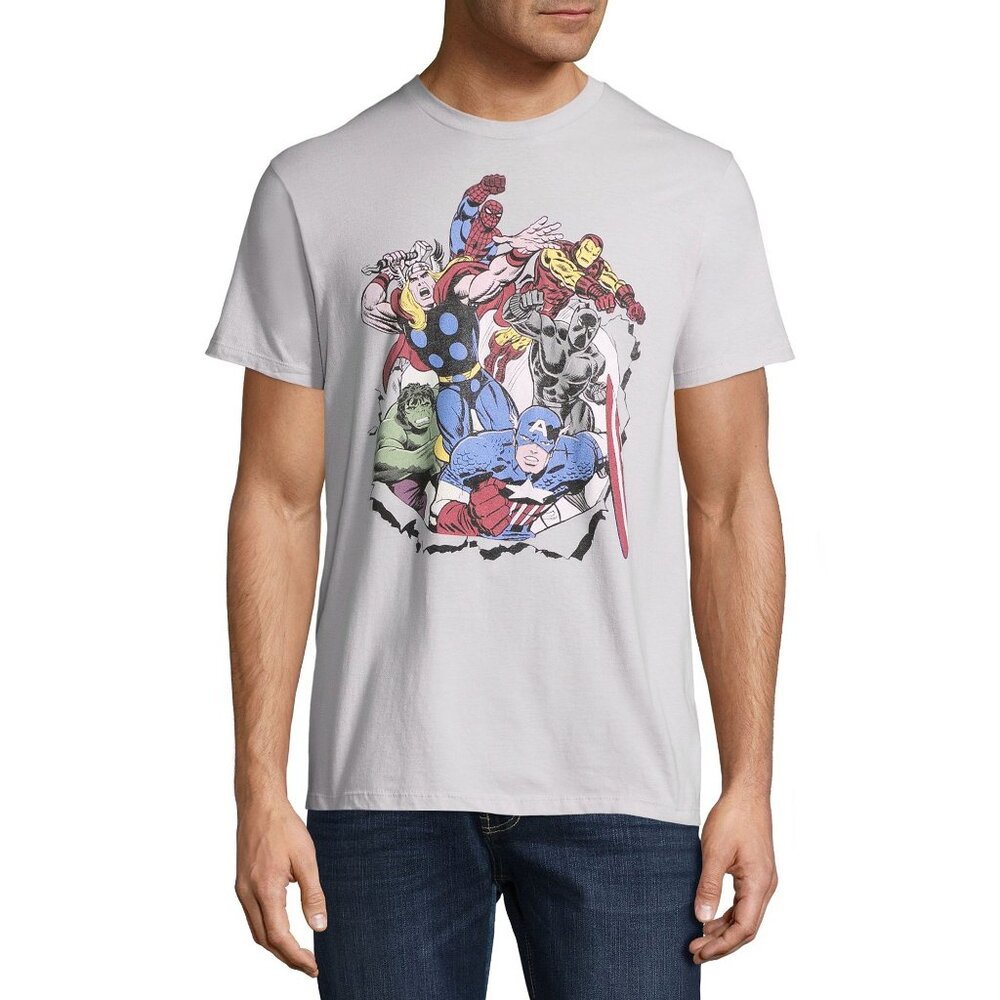 New! Marvel Comics Avengers T-Shirt Spider-Man, Thor, Black Panther, Hulk